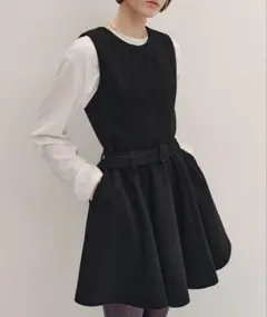 ウエストベルト付き ウールフレアミニワンピース【Fano Studios】のサムネイル