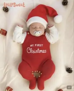 MY FIRST Christmas ベビーニット ロンパース 赤