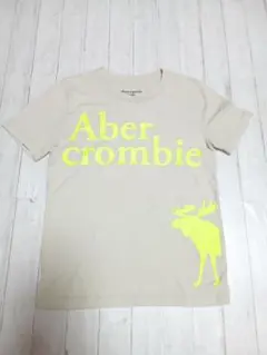 Abercrombie Kids Tシャツ7/8 ベージュ ネオンロゴ