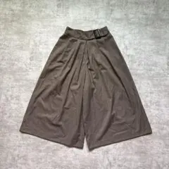 ワイドパンツ キュロットパンツ チェック柄 ウエストゴム トラッド ブラウン系