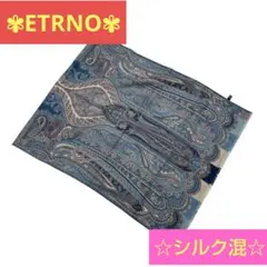 【⭐️ETRO⭐️】エトロ ストール シルク混 ブルー ペイズリー 大判のサムネイル