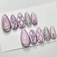 ネイルチップ マグネット キルティング ラメ リボン