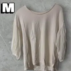 MARLANE JOBERT レディース　M ホワイト シースルー五分袖トップス