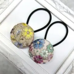 超お買い得❤︎リバティとインド刺繍 大きめくるみボタン(38ミリ) 贅沢