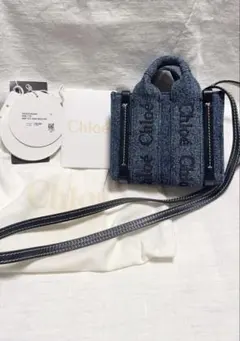 【新品】 Chloe　クロエ ウディ ナノ トートバッグ デニムのサムネイル