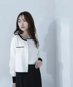 NATURAL BEAUTY BASIC バイカラーニットアンサンブル