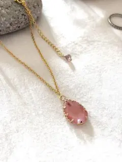 【インカローズとストロベリークォーツの18kgp 天然石ネックレス】