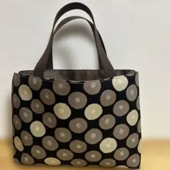 あんぱん柄　トートバッグ　ブラウン　ハンドメイド