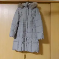 グレー フード付き ロングダウンジャケット