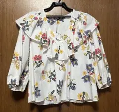 ZARA 花柄 フリルブラウス Mサイズ
