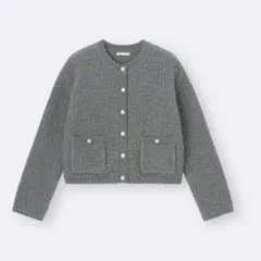 GU ツイーディーニットカーディガン 06 GRAY Sサイズ