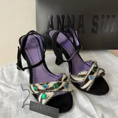 ANNA SUI アニマル柄　ラインストーン　ヒール　サンダルのサムネイル