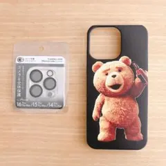 送料込iPhone14ProMaxケース テッド柄カメラ保護付き