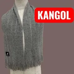 KANGOL ニットマフラー グレー フリンジ付き