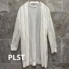 PLST プラステ リネン混ロングカーディガン 薄手 白 M 羽織り 1611