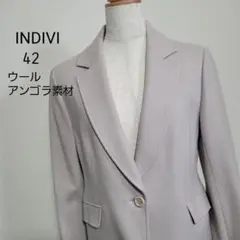 INDIVI ウールジャケット　グレージュ　42 アンゴラ素材　春ジャケット