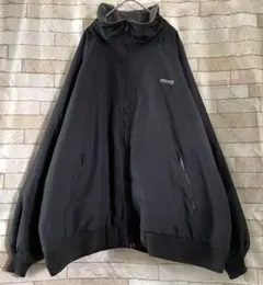 ランズエンド ナイロンジャケット ポーラテック 裏地フリース 刺繍 黒 2XL