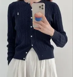 ポロラルフローレンPOLO RALPH LAURENケーブルカーディガンネイビー