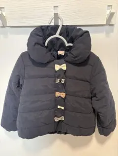 【タグつき新品】petit main リボン付き中綿コート ネイビー