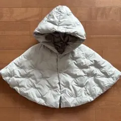【美品】プティマイン キルト ダウン ポンチョ グレー 50-70