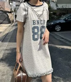 チャオパニック　Tee付きフラワーワッフルチュニックキャミワンピース　花柄のサムネイル