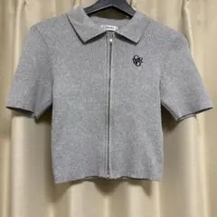 INGNI 半袖ニット グレー　ジップアップ