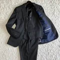 ◎人気の3ピース moda ritorno 黒 YA4 ベスト付き 背抜きスーツ