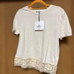 ZARA TRAFALUC 半袖Tシャツ ホワイト レース裾