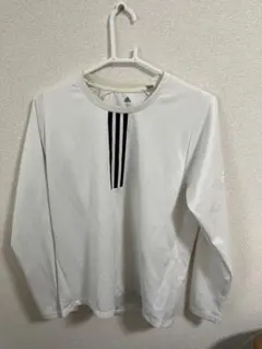 adidas ホワイト 長袖シャツ ストライプ