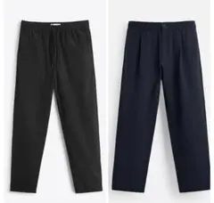 ZARA パンツ　2本　春夏用　黒　ネイビー