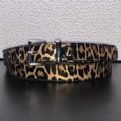 ベルト 艶 レオパード ブラウン 全長110cm 幅2.4cm ヒョウ柄 豹柄