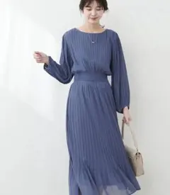 ナチュラルクチュール◾️プリーツシフォンワンピース◾️L