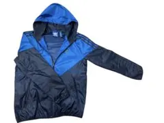 adidas ナイロンジャケット ネイビー・ブルー S