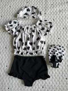 ☆美品☆ マイリトルワンダー　セパレート水着　3点セット　ハート　黒　110