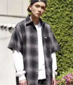 caltop オンブレチェックシャツ ブラックチャコール Ｍサイズ