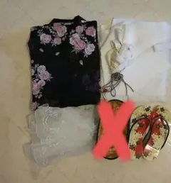 黒地花柄着物セット