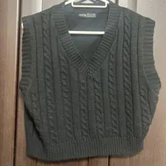 SHEIN ブラック Vネック ノースリーブ ニットベスト