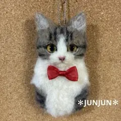 羊毛フェルト ラグドール猫さん(全身)キーホルダー ハンドメイド 羊毛