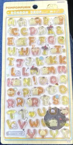ポムポムプリン ボンボンドロップシール　アルファベット　moji