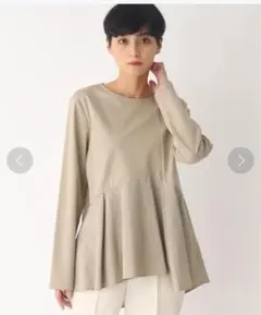 OPAQUE.CLIP/シルケットコットンドッキング ペプラムカットソー M