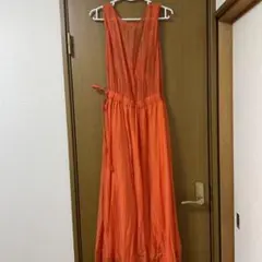 オレンジ ロングワンピース
