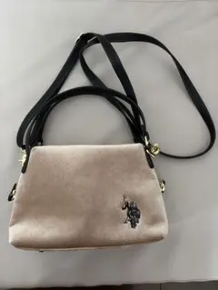 U.S. POLO ASSN. ベロア 2way ショルダーバッグ　ベージュ