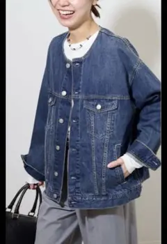 ノーカラーデニムジャケット デニムジャケット