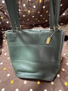 オールドコーチ ショルダーバッグ 巾着 バケツ 緑 グラブタンレザー 