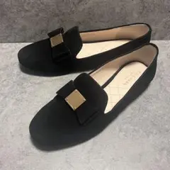 コールハーン　リボン付き　フラット　パンプス　黒　22.5cm