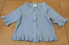 BEAMS ライトブルー 半袖フリルトップスのサムネイル