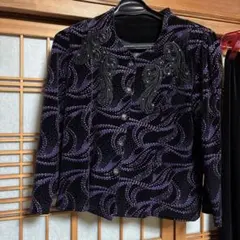 紫と黒のベルベットジャケットとスカートセット