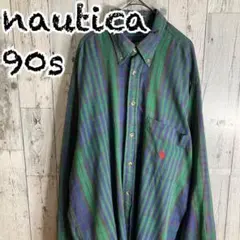 i*✯様 【90s】ノーティカチェック長袖シャツワンポイント刺繍ロゴ