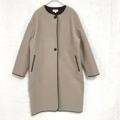3483 purelast パイピングコート　ノーカラー　羽織り　薄手　綺麗めM