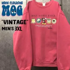 《US古着》刺繍 ディズニー ミッキー スウェット メンズ3XLレッド
